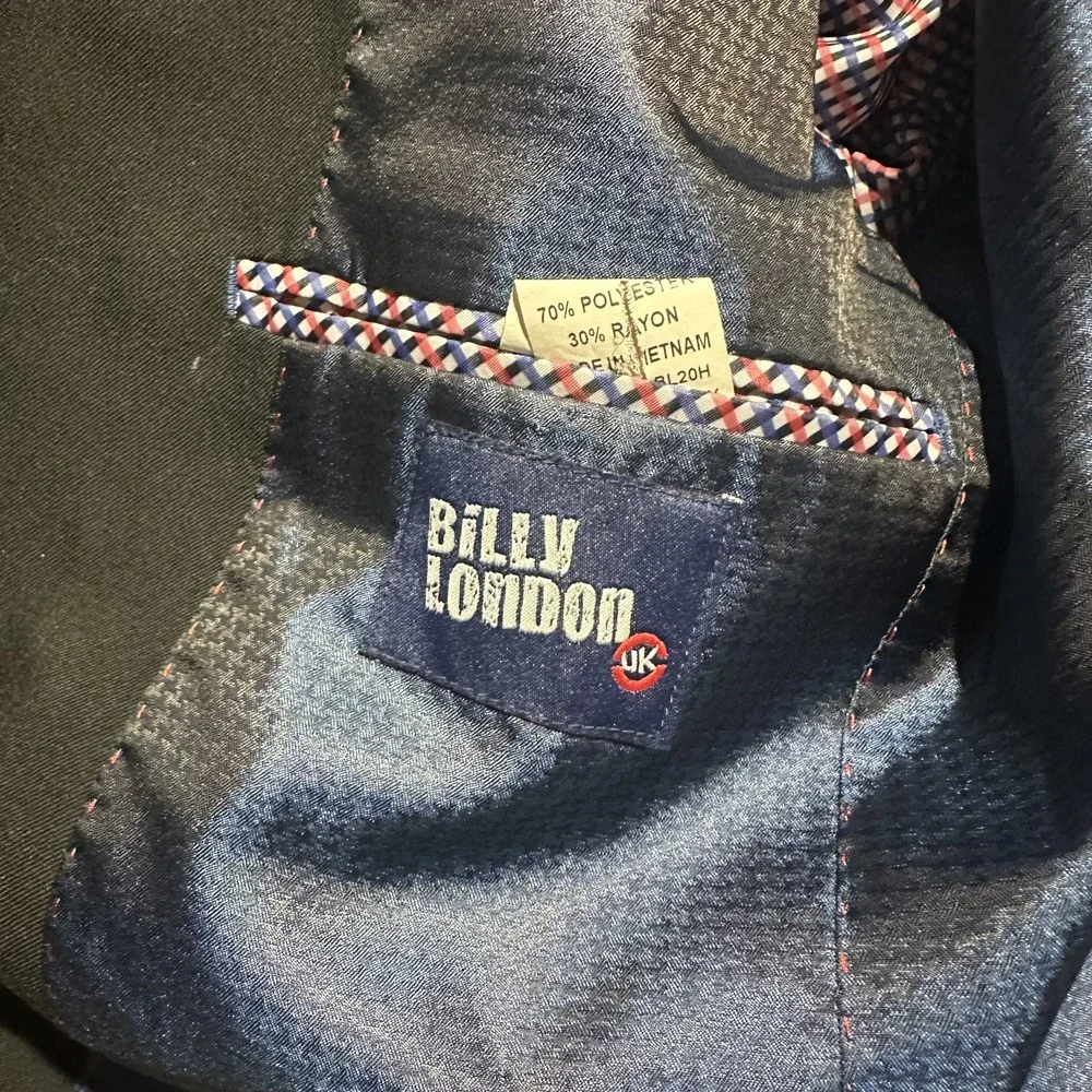 Billy‎ London Blazer Jacket Men's Size 36S Black Notch Lapel Single Breasted